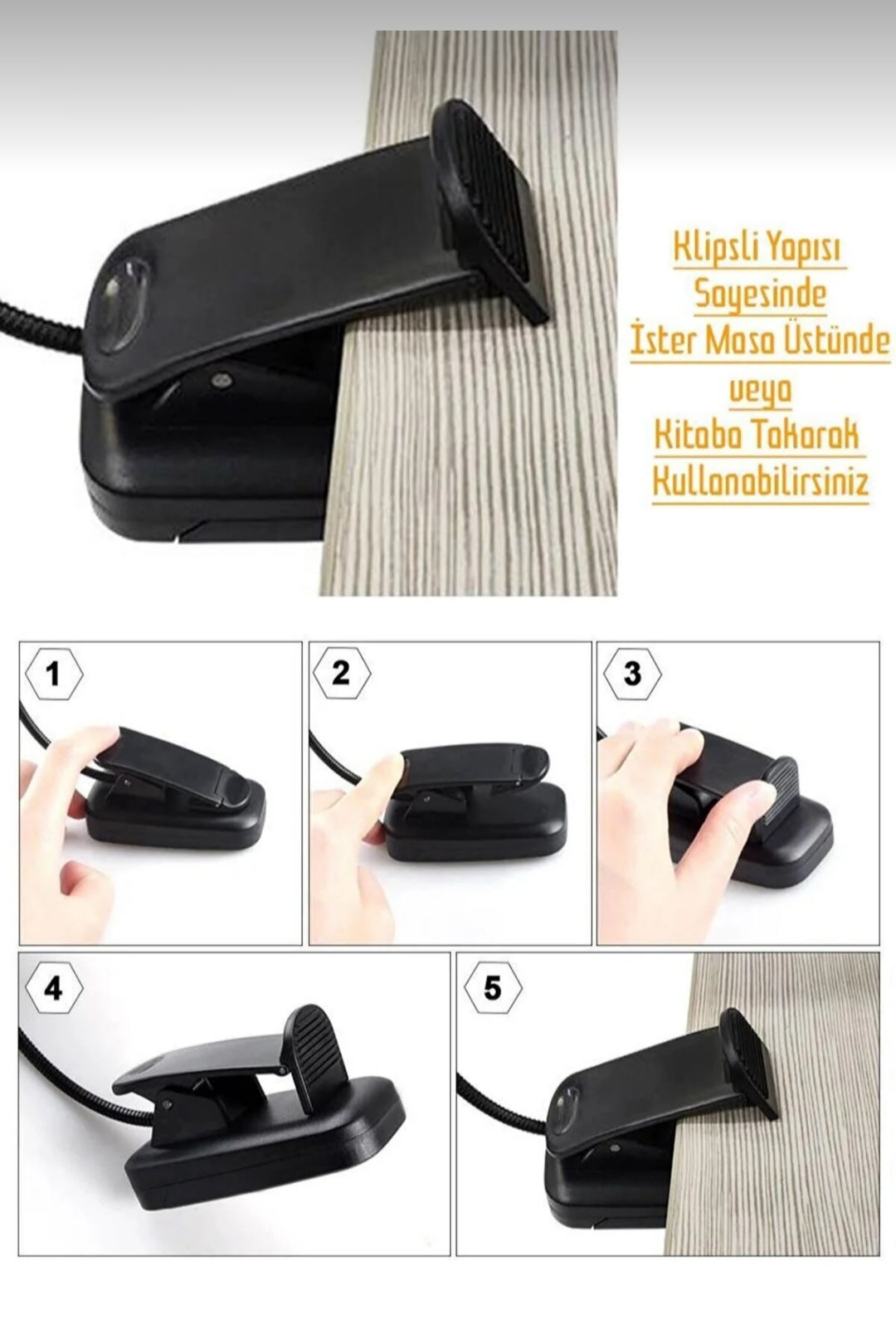 Klipsli Kitap Okuma Lambası | Masa Lambası