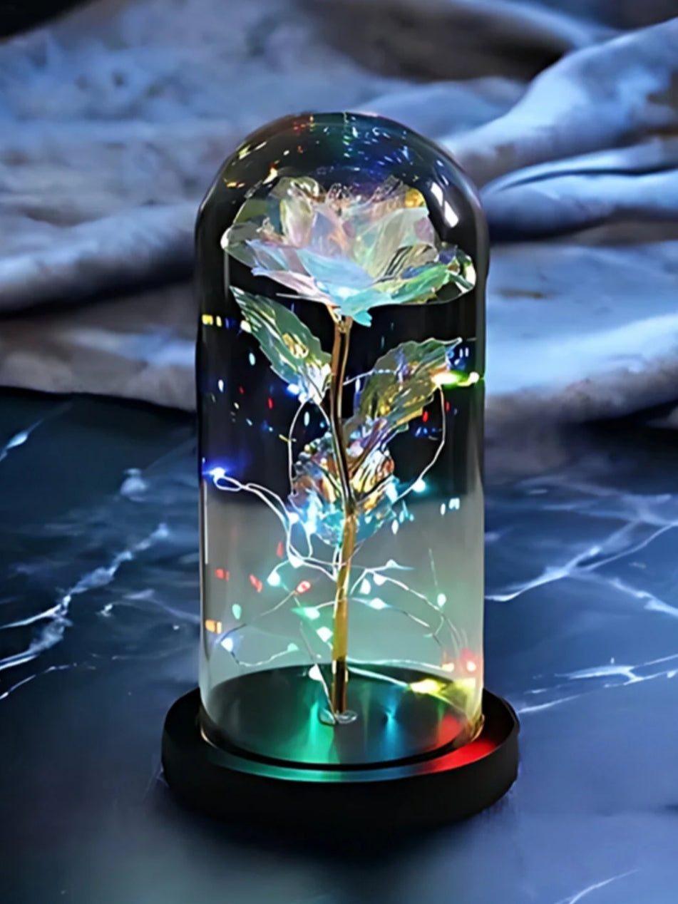 Solmayan Sonsuzluk Gülü Işıklı Fanusta | GALAXY ROSE