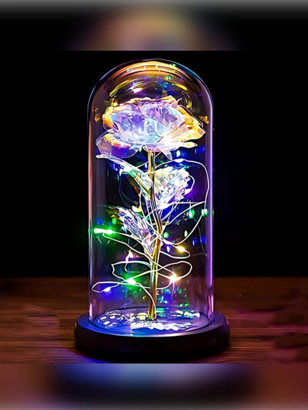Solmayan Sonsuzluk Gülü Işıklı Fanusta | GALAXY ROSE