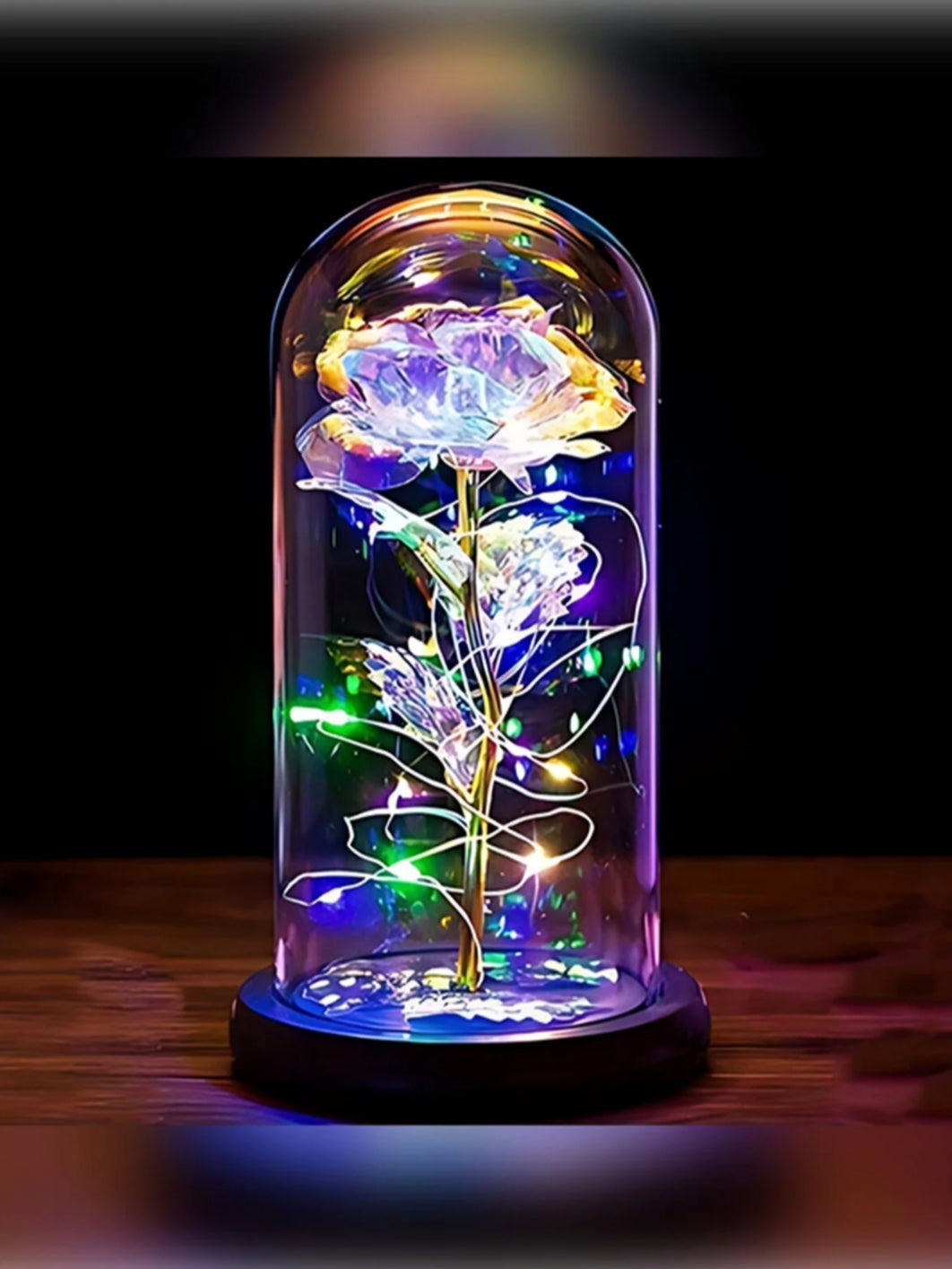 Solmayan Sonsuzluk Gülü Işıklı Fanusta | GALAXY ROSE