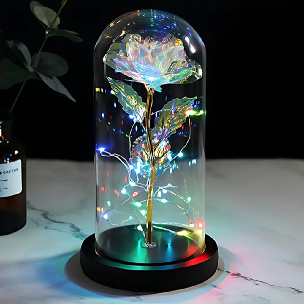 Solmayan Sonsuzluk Gülü Işıklı Fanusta | GALAXY ROSE
