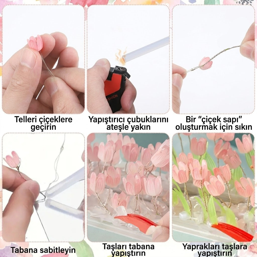 Sonsuz Lale Aynalı Gece Lambası
